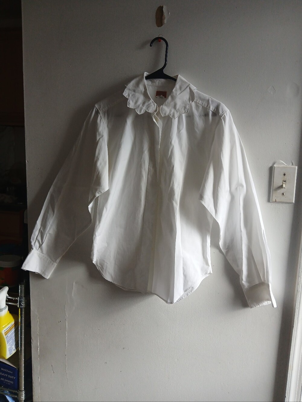 Kenzo White Scalloped Collar Button-Down Shirt